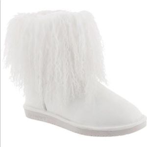 BearPaw Boo Lamb Fur Boots White Sz 10 Brand New!!